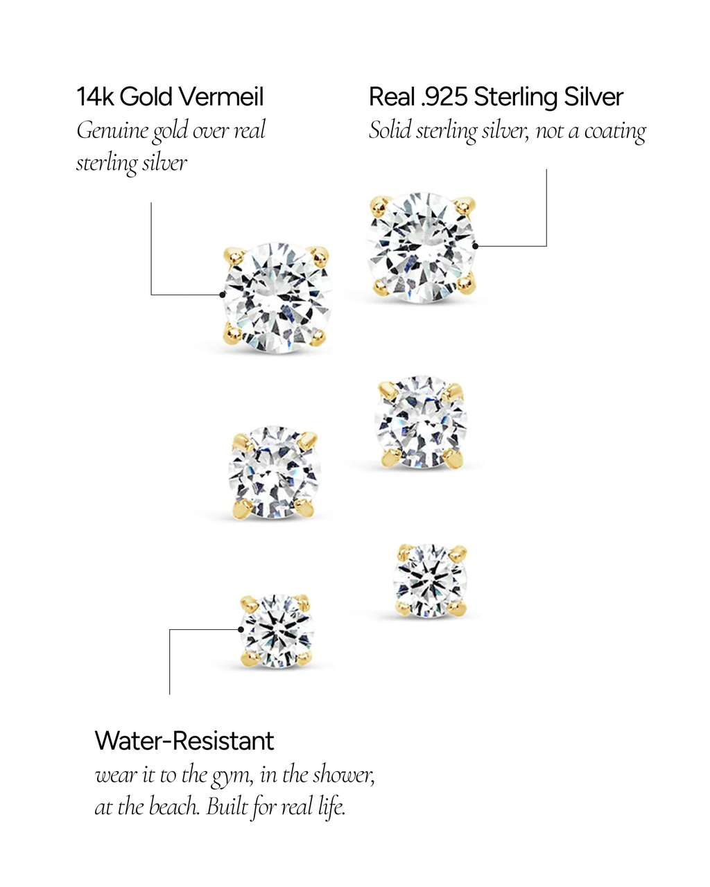 Sterling Silver CZ Stud Earring Set