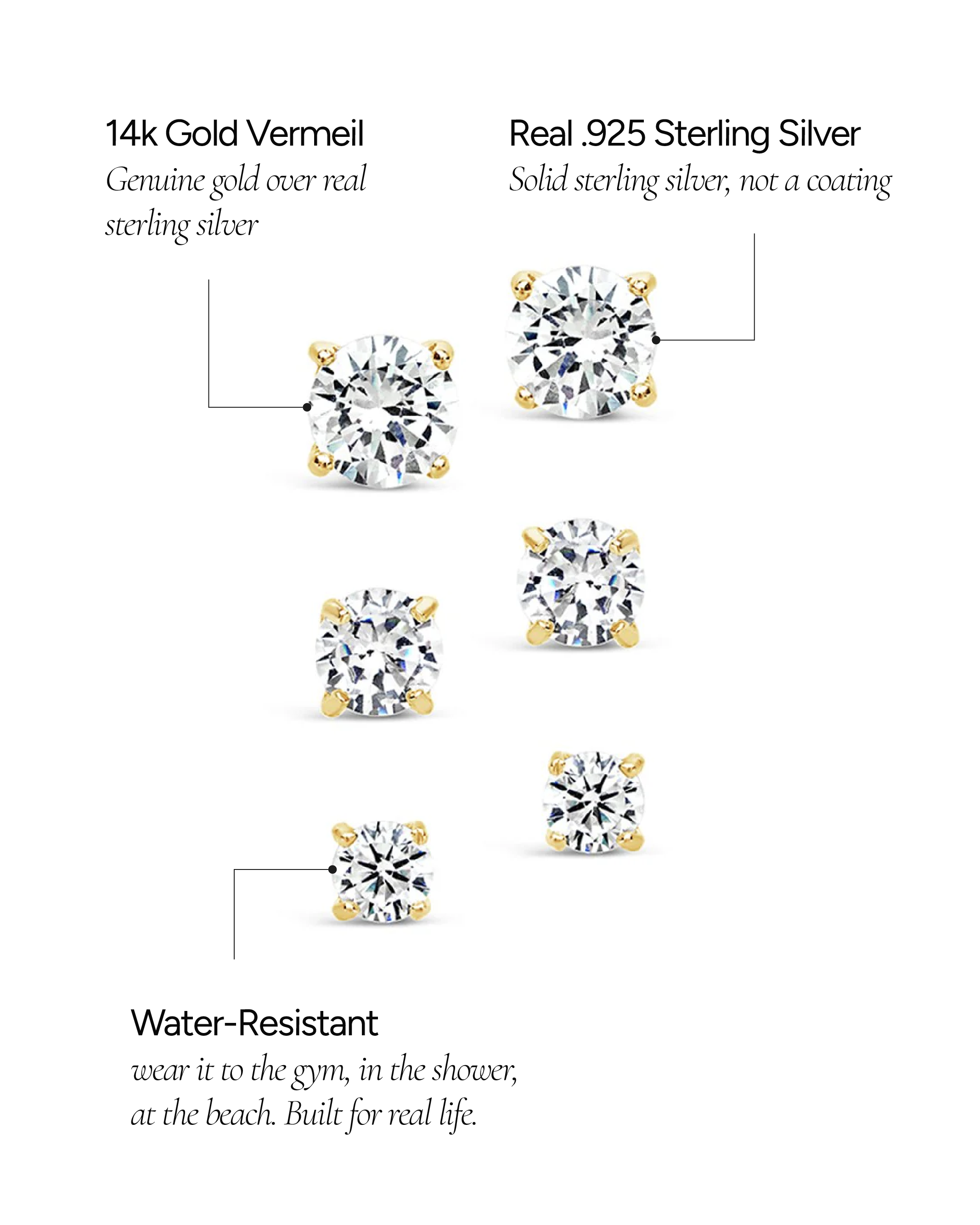 Sterling Silver CZ Stud Earring Set