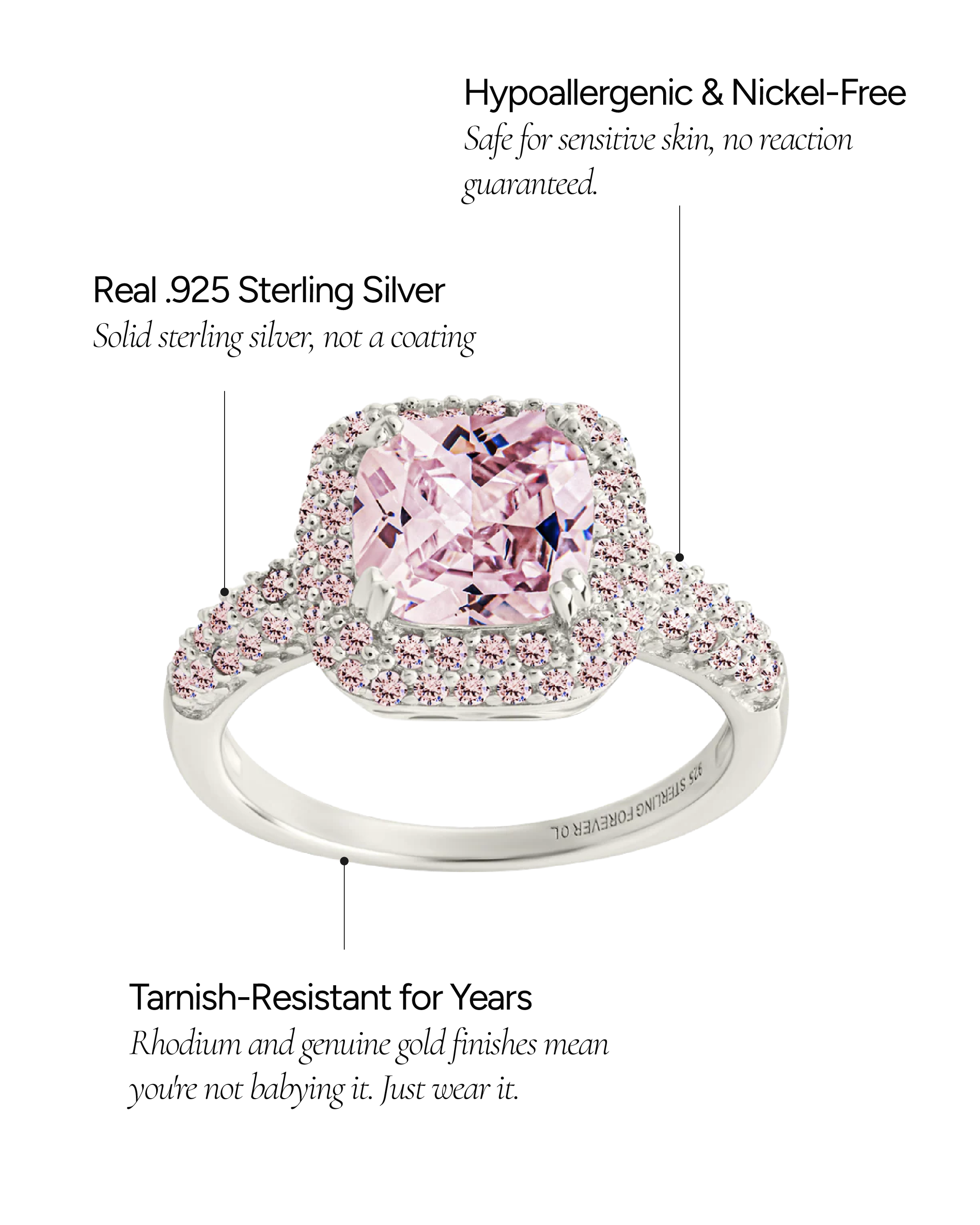 Sterling Silver Pink CZ Legacy Ring
