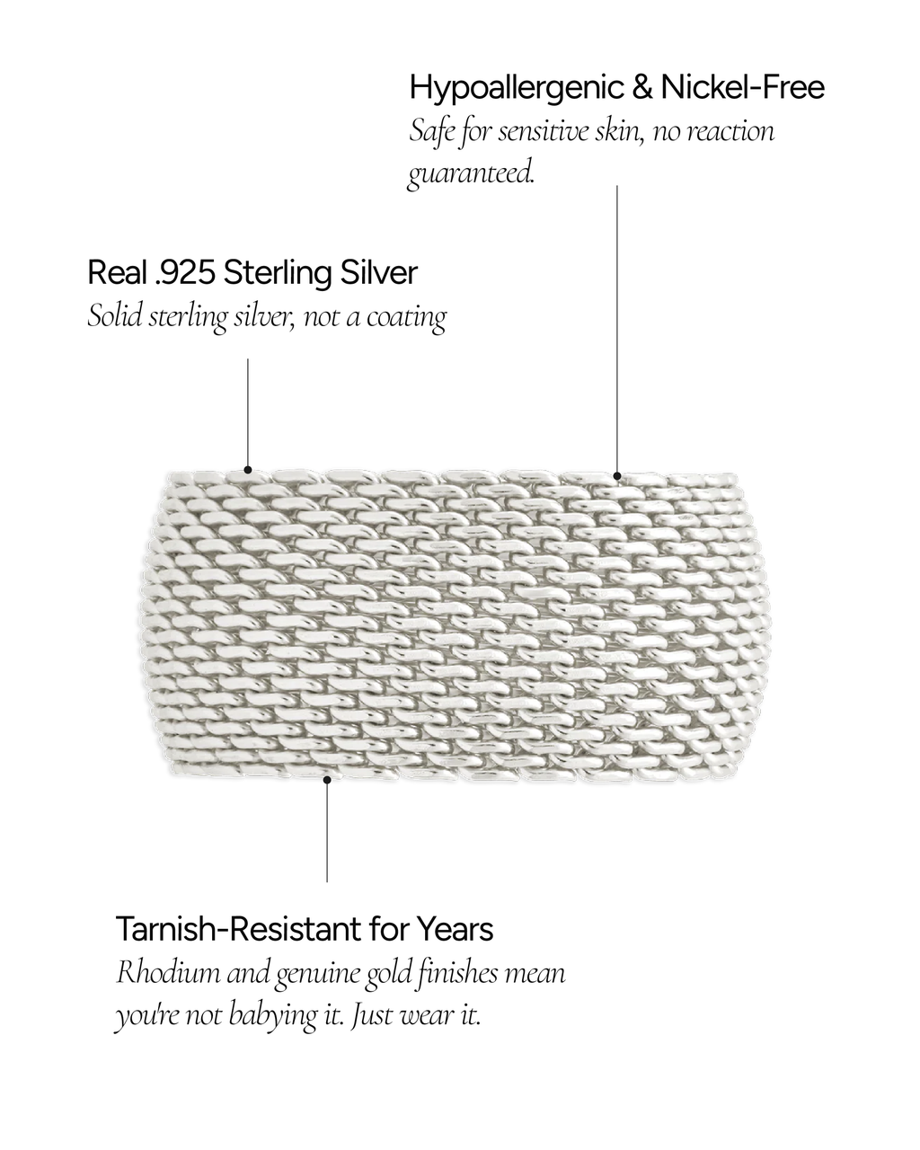 Sterling Silver Wide Mesh Ring