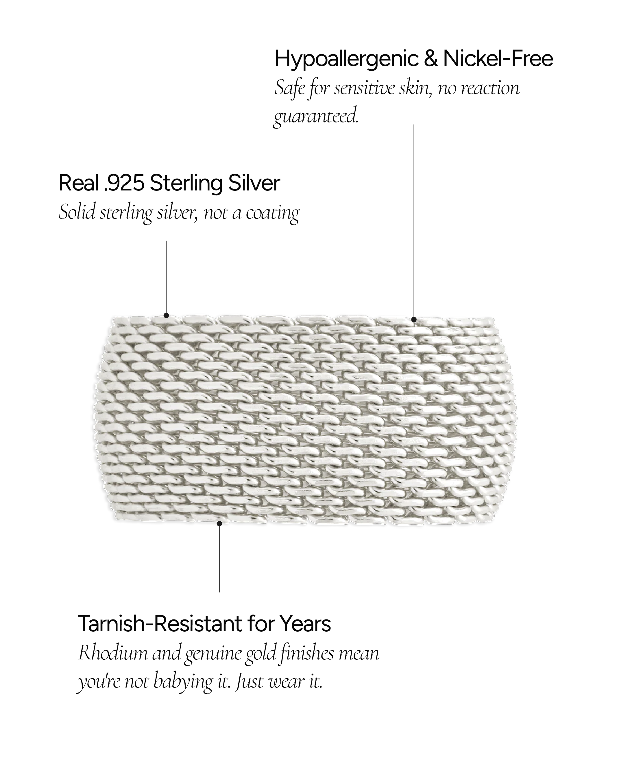 Sterling Silver Wide Mesh Ring