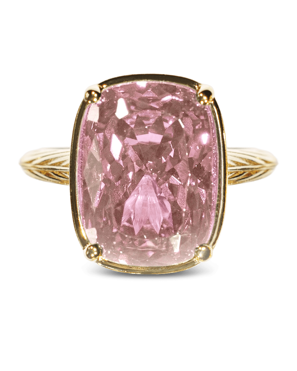 Sterling Silver Elongated Cushion Pink Sapphire CZ Cocktail Ring