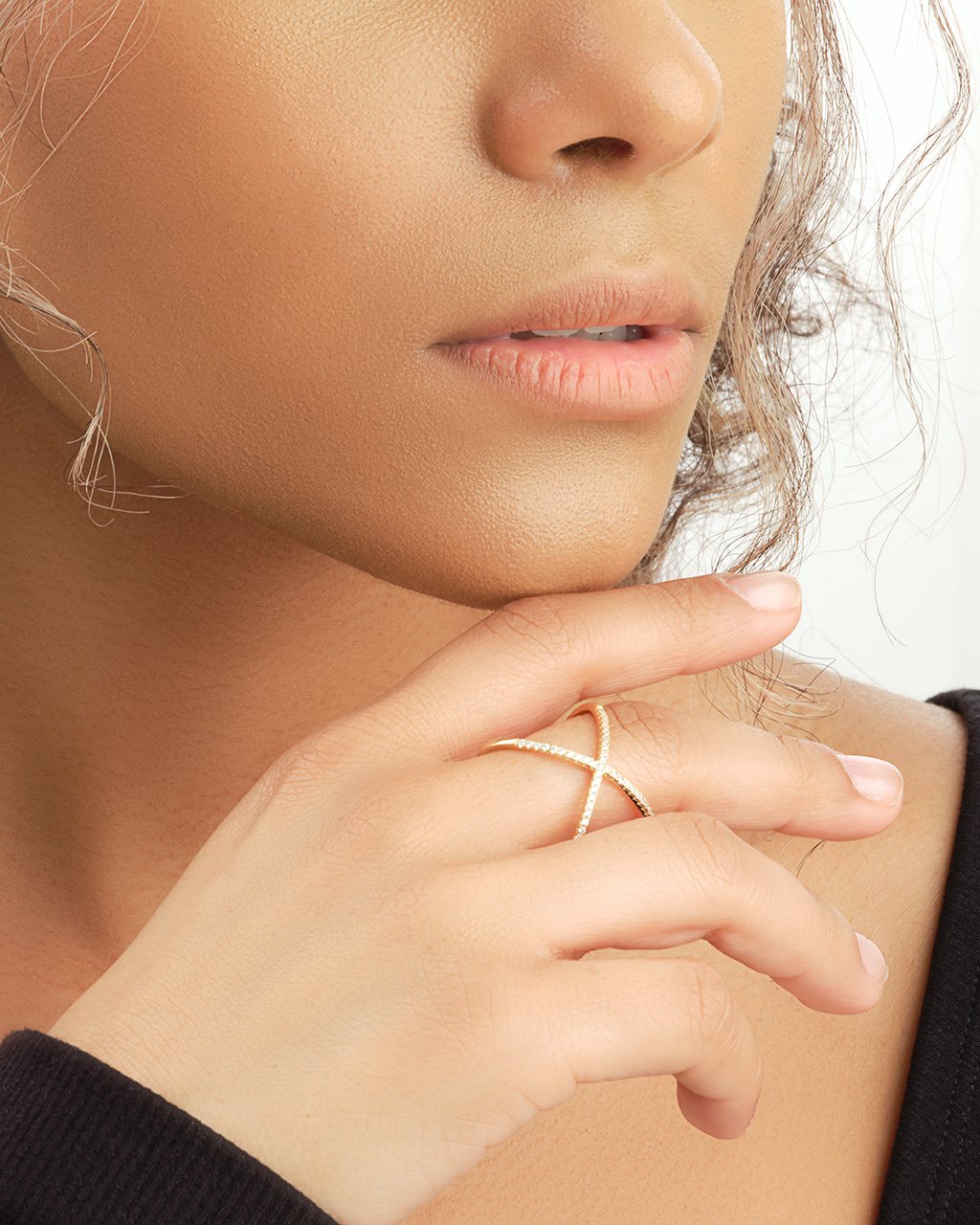Sterling Silver CZ Criss Cross Ring