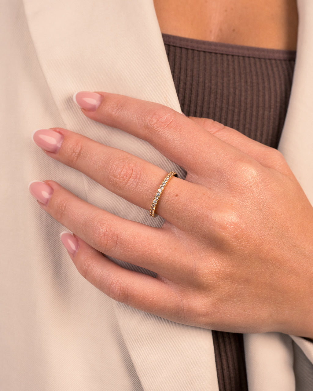 Sterling Silver 2mm Thin CZ Band Ring