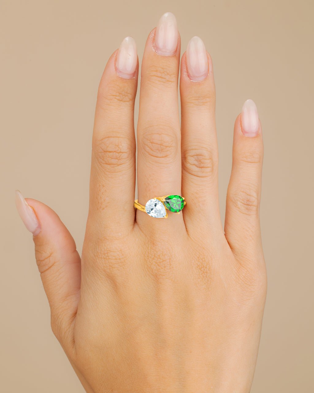 Sterling Silver Pear Toi et Moi Ring