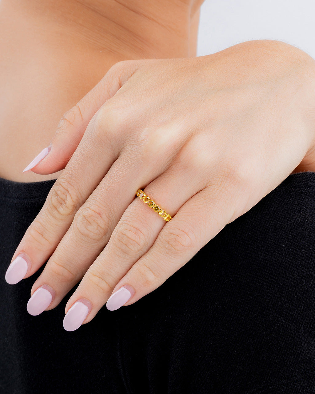 Sterling Silver Gracie Canary CZ Eternity Ring