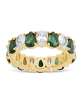 Sterling Silver Pear Cut Emerald CZ Celebration Band Ring