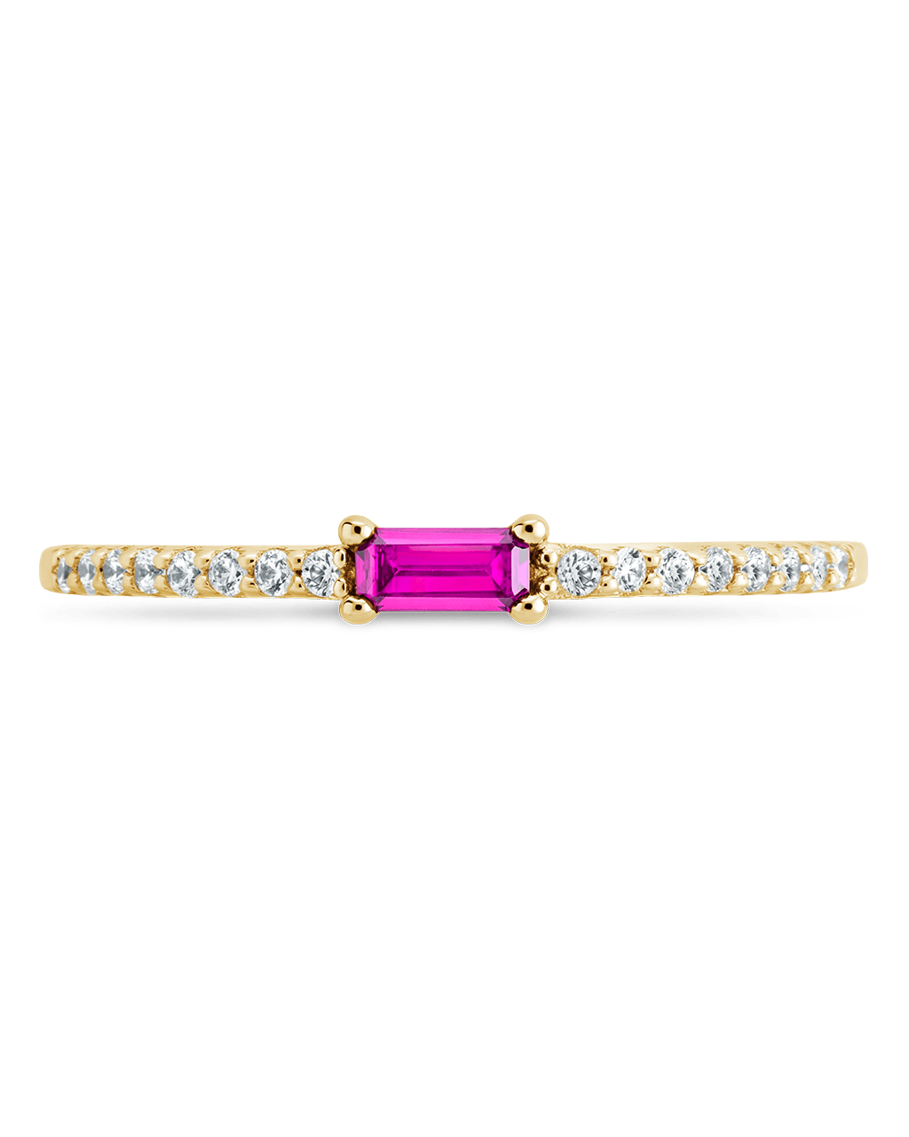 Sterling Silver Thin Ruby CZ Stacking Birthstone Ring