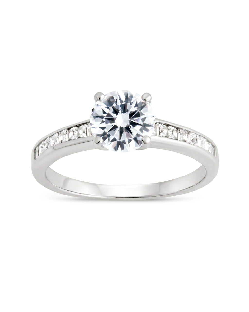Sterling Silver Radiant CZ Engagement Ring