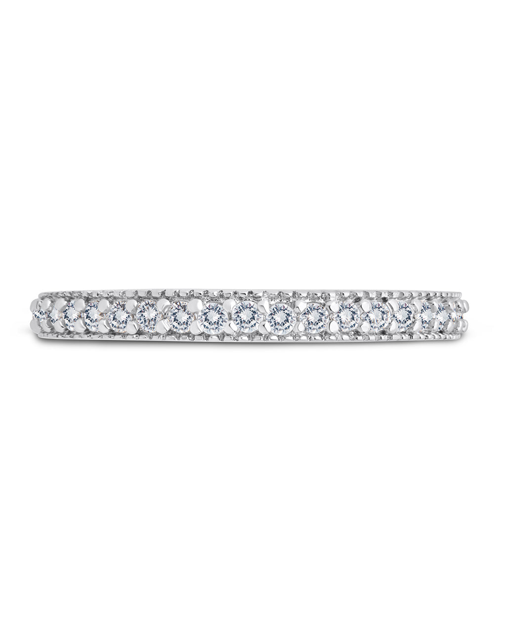 Sterling Silver 2mm Thin CZ Band Ring