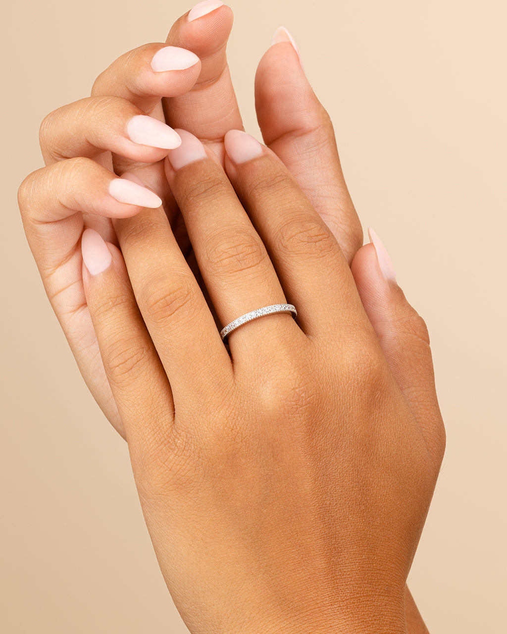 Sterling Silver 2mm Thin CZ Band Ring