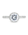 Sterling Silver Round Brilliant CZ Ring with Bead Set Border
