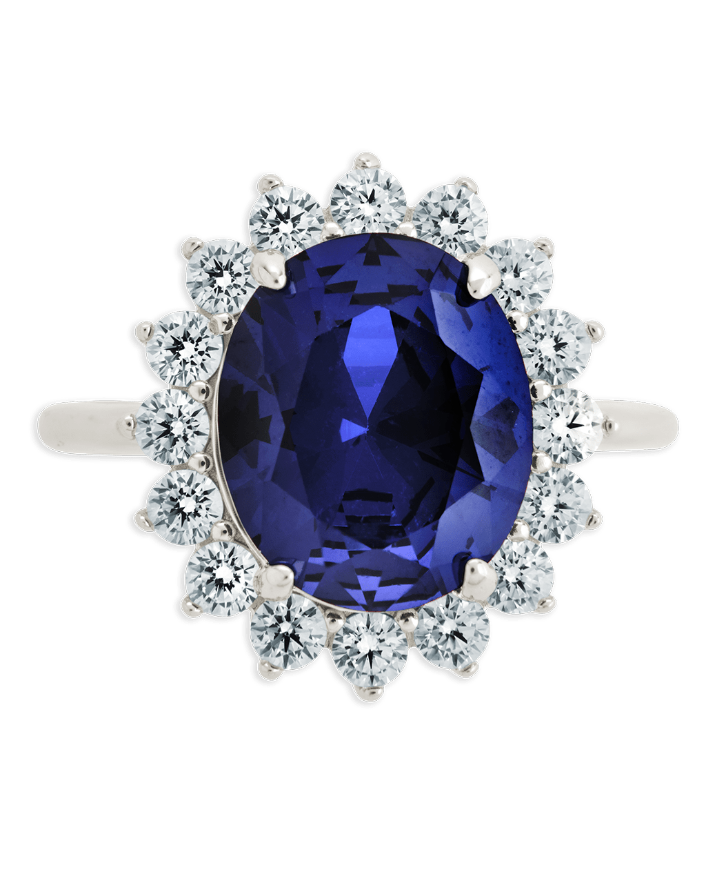 Sterling Silver Sapphire Halo Ring