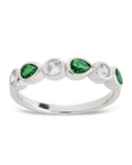 Sterling Silver Pear and Round Bezel-Set Ring