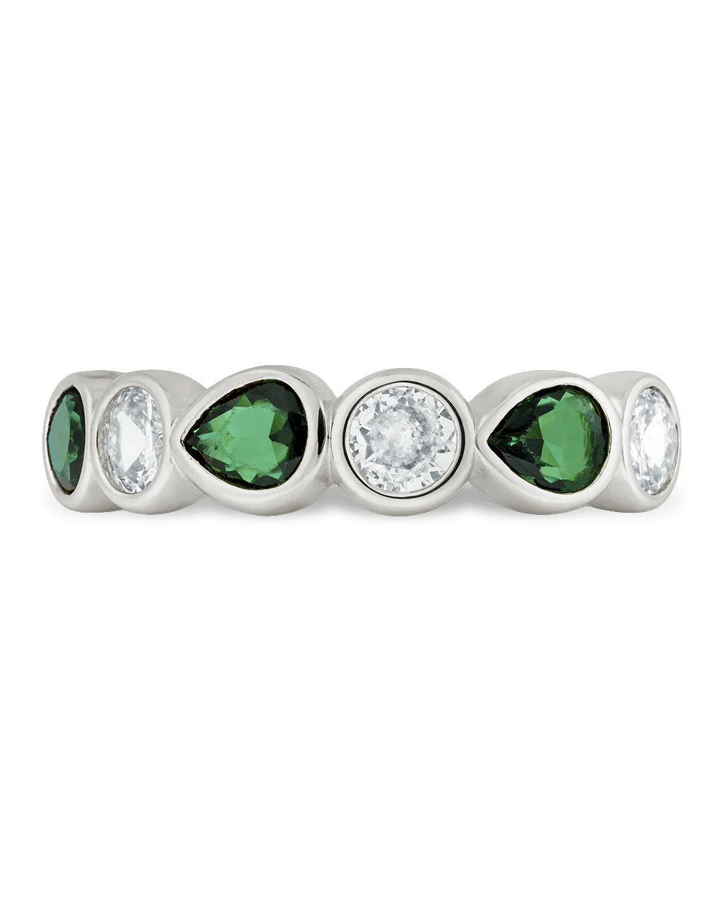 Sterling Silver Pear and Round Bezel-Set Ring