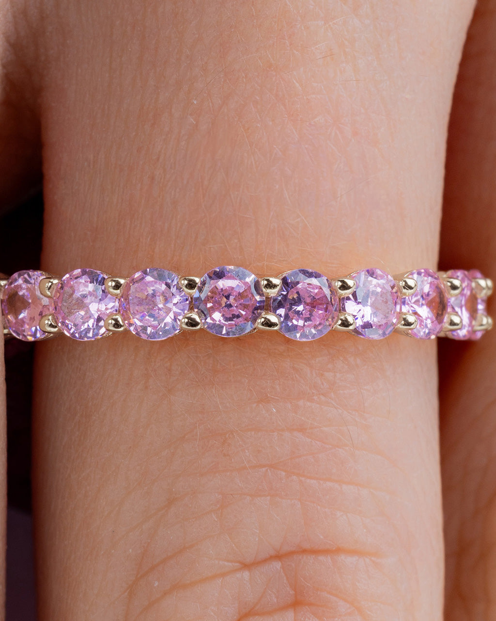 Sterling Silver Gracie Pink Sapphire CZ Eternity Ring