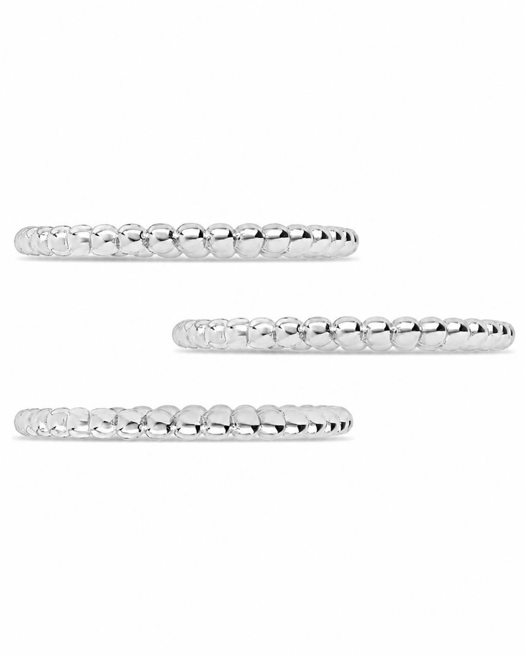 Sterling Silver Beaded Ring Set of 3
