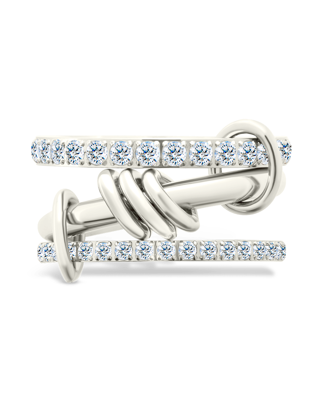 Sterling Silver Birgitta CZ Link Stacking Ring