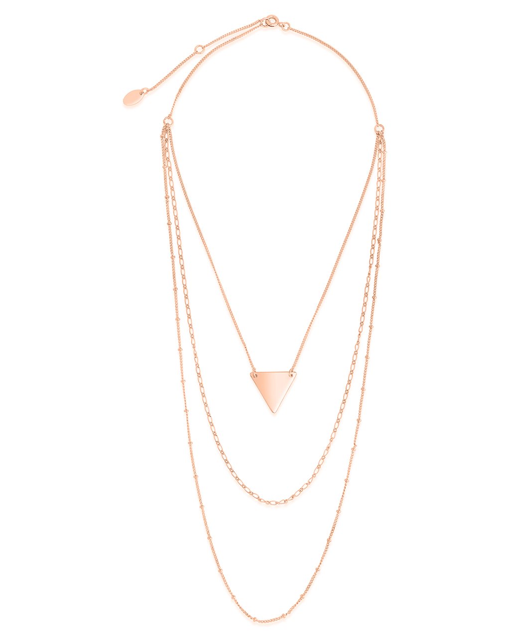 Triple Chain Layered Triangle Necklace