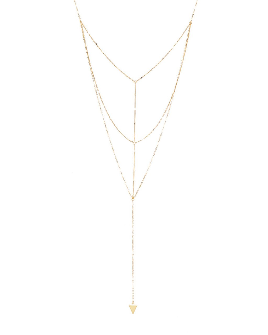 Triple Layer Triangle Drop Chain Necklace