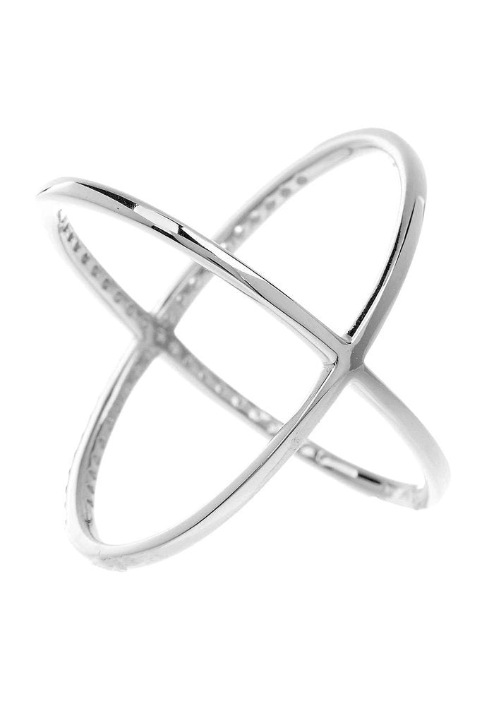 Sterling Silver CZ Criss Cross Ring