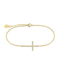 Sterling Silver Sideways CZ Cross Bracelet