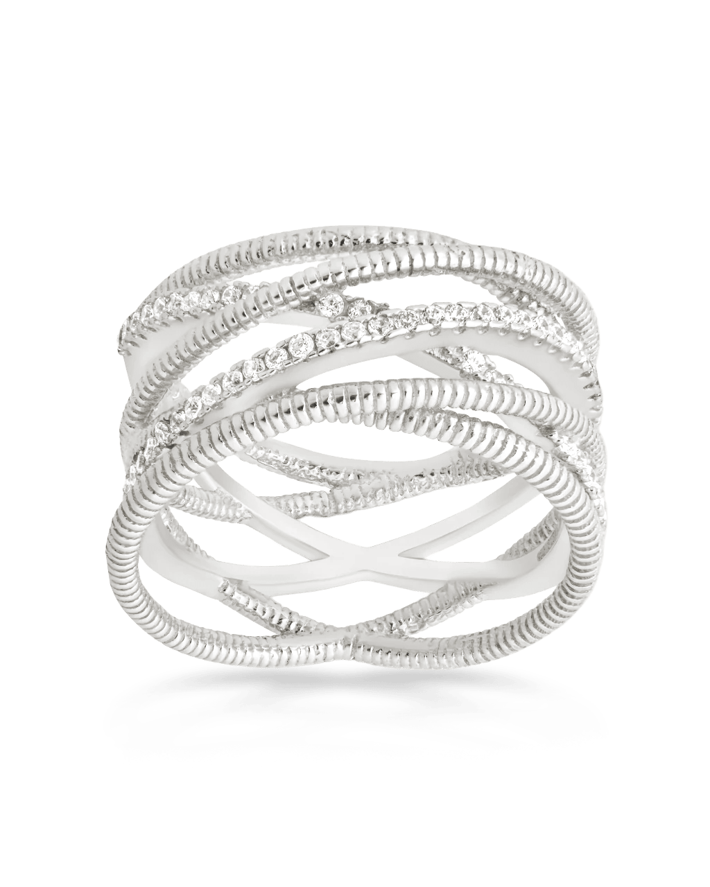 Sterling Silver Multi Band & CZ Ring