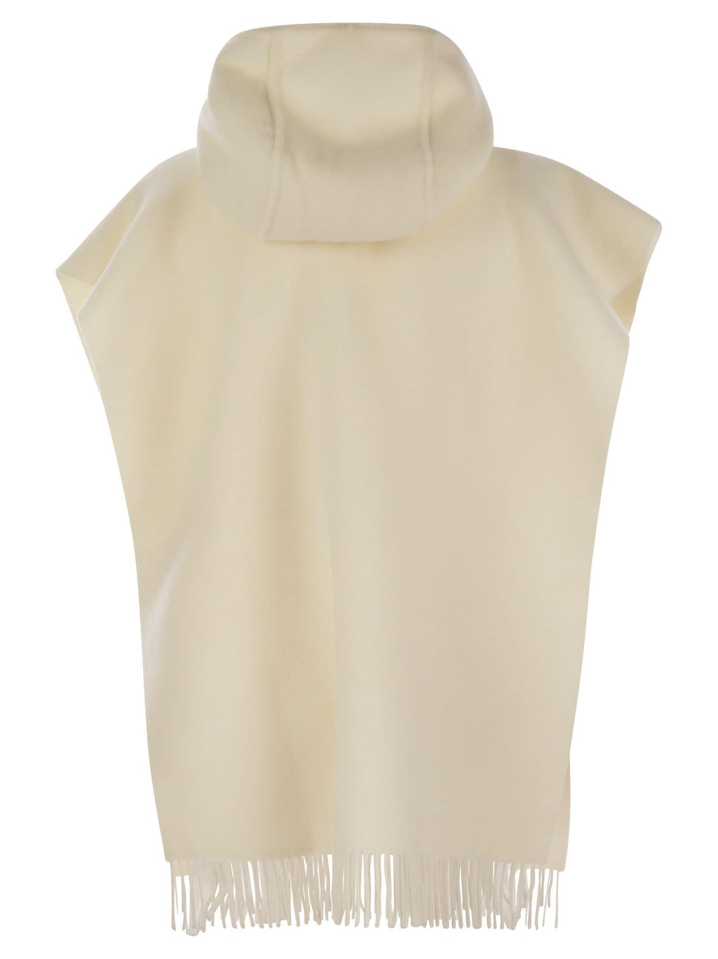 Brunello Cucinelli Women Double Knit Wool And Cashmere Poncho With Hood And Fringes