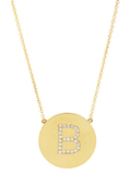 14K Gold Plated Sterling Silver CZ Round Initial Necklace