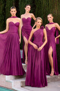Elegant One Shoulder Chiffon Wedding Guest Dress CDCD415