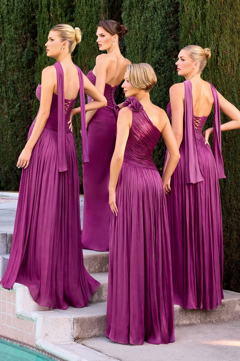 Elegant One Shoulder Chiffon Wedding Guest Dress CDCD415