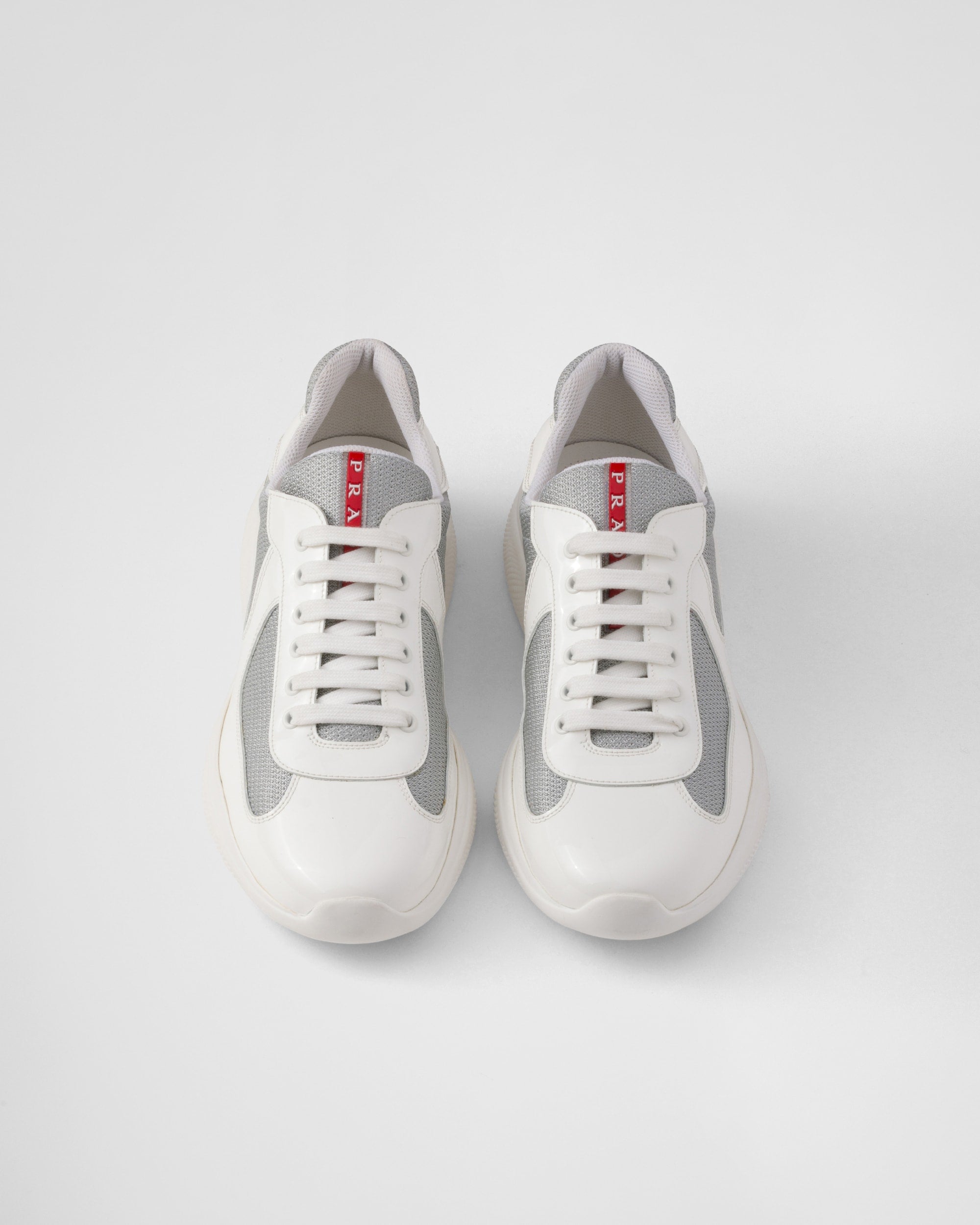 Patent leather and technical fabric Prada America's Cup sneakers 'Grey'