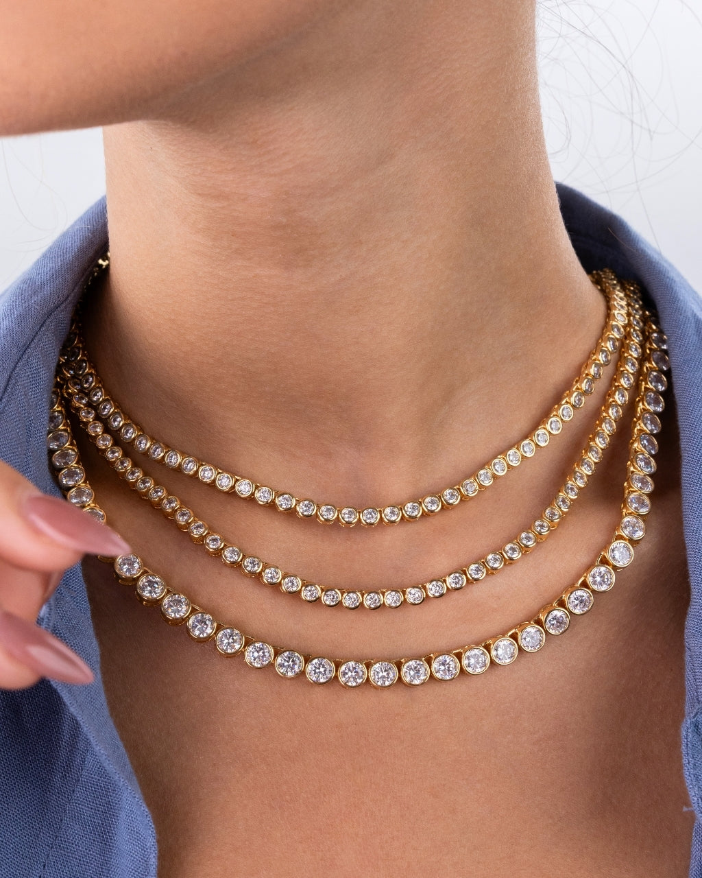 Helene Bezel CZ Tennis Necklace
