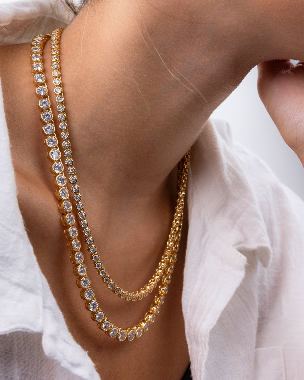 Helene Bezel CZ Tennis Necklace