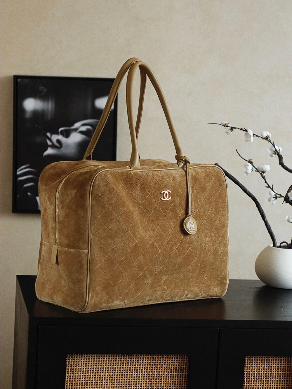 Chanel Suede Boston Bag