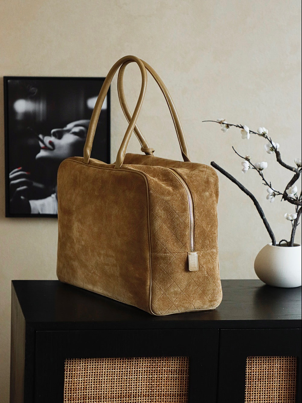 Chanel Suede Boston Bag