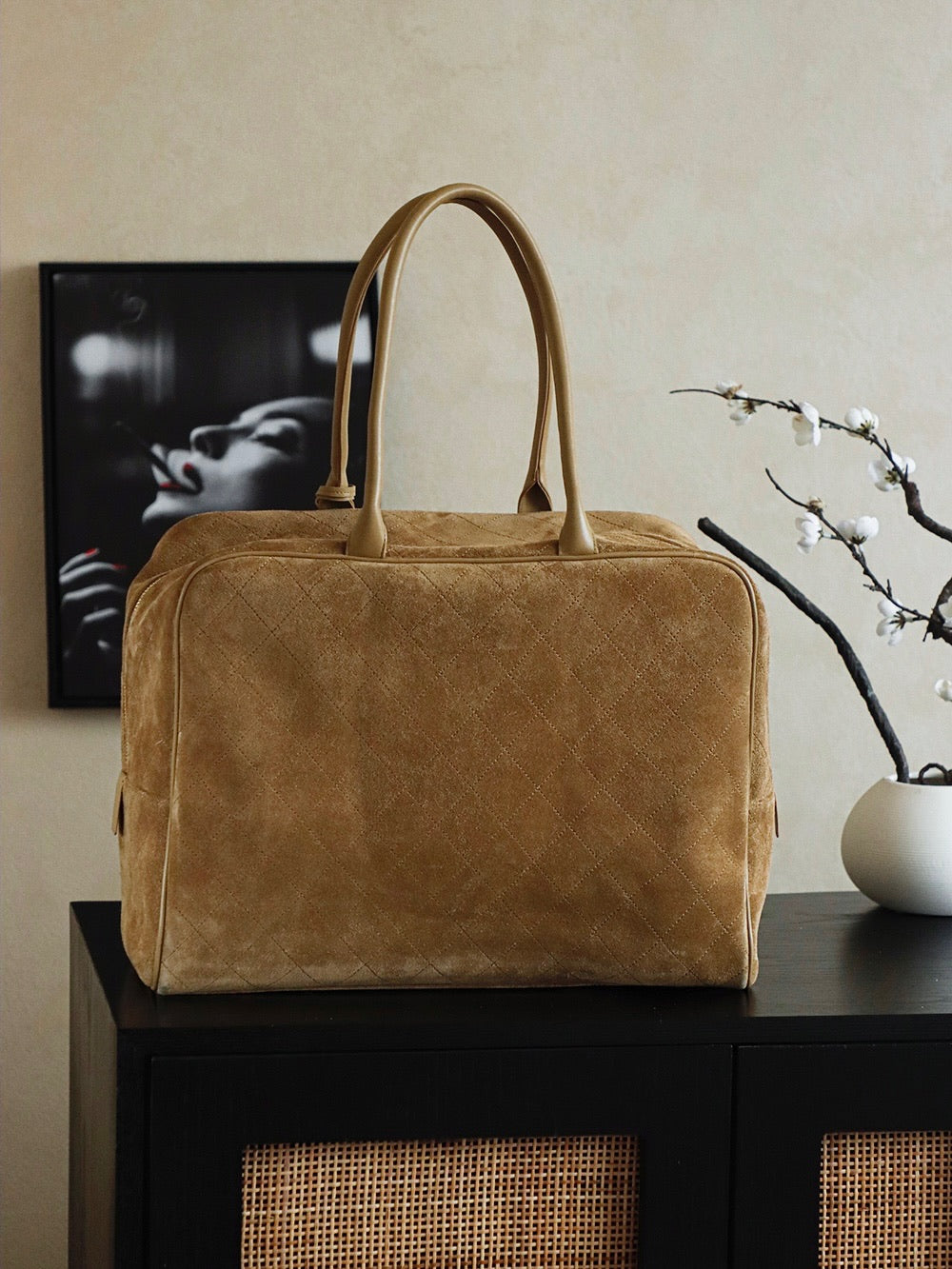 Chanel Suede Boston Bag