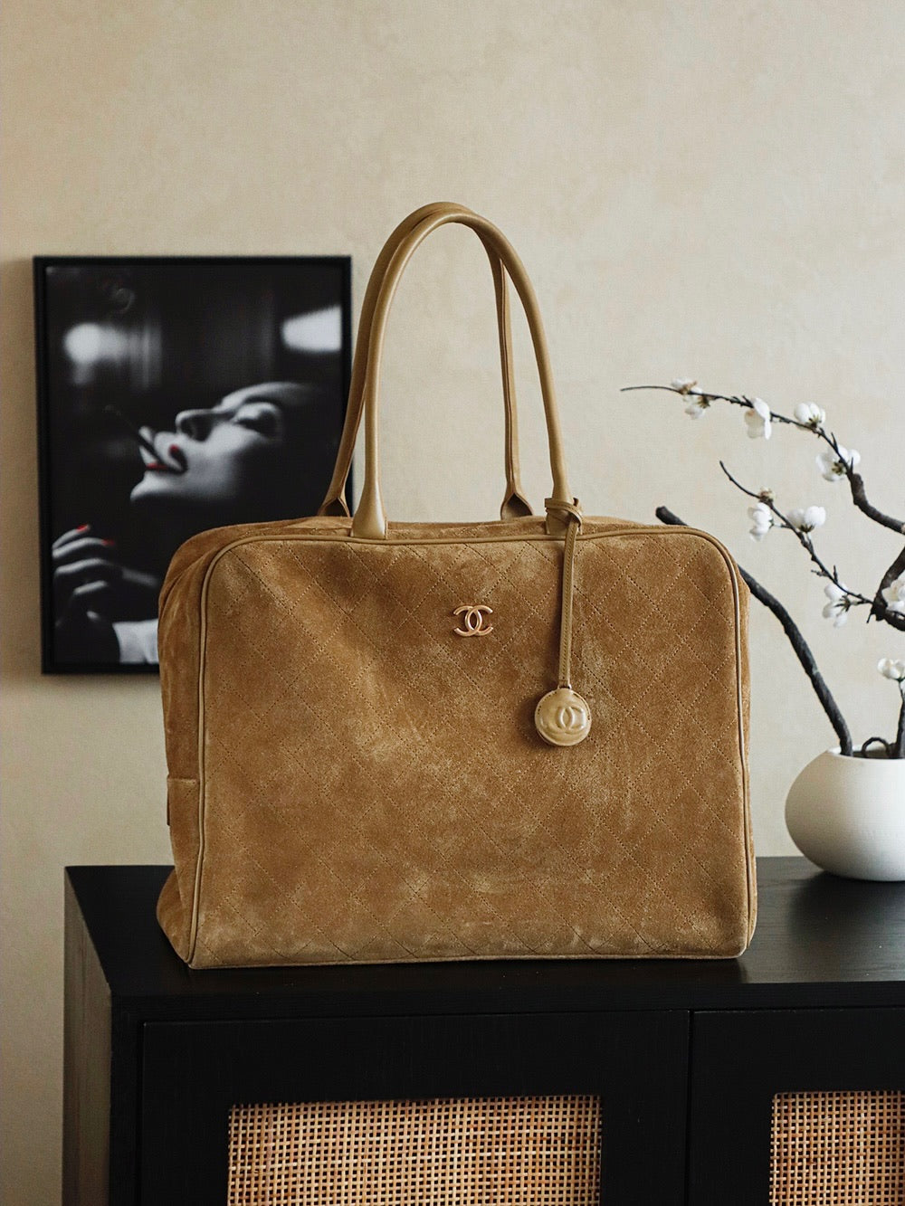 Chanel Suede Boston Bag