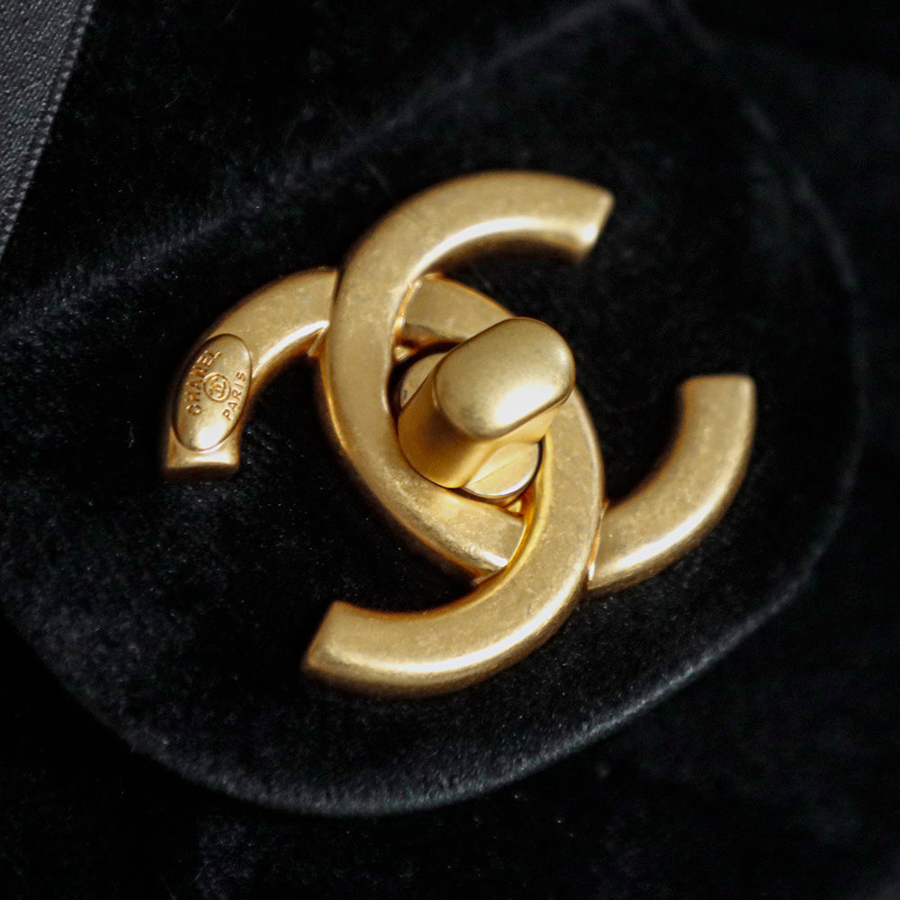 CHanel 25k Black Velvet Handle bag