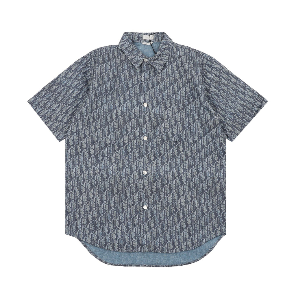 Dior Cotton Twill Printed Short Sleeve Shirt
