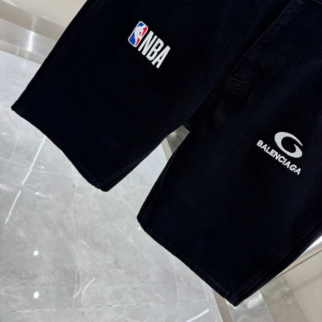 Balenciaga Embroidered Denim Shorts