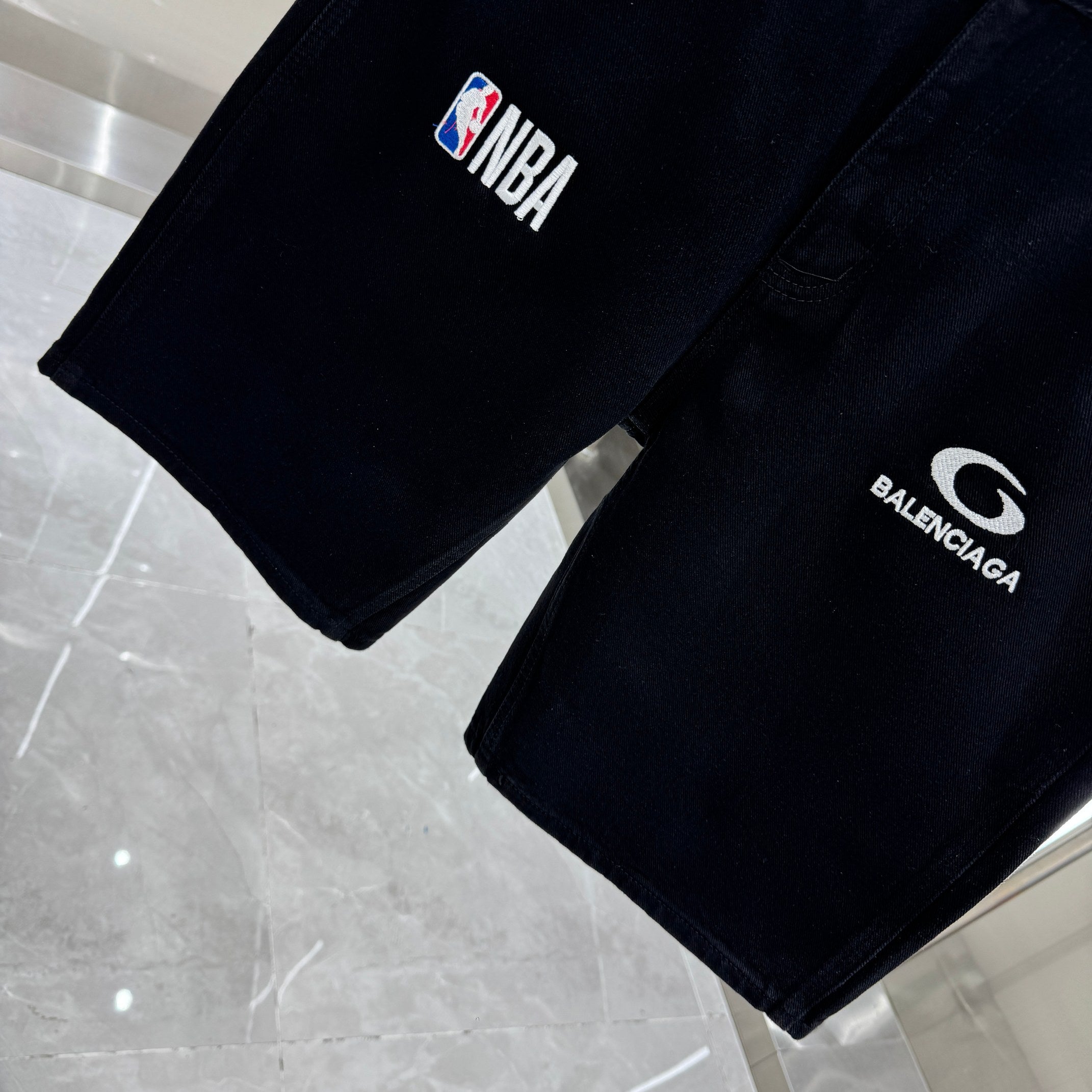Balenciaga Embroidered Denim Shorts