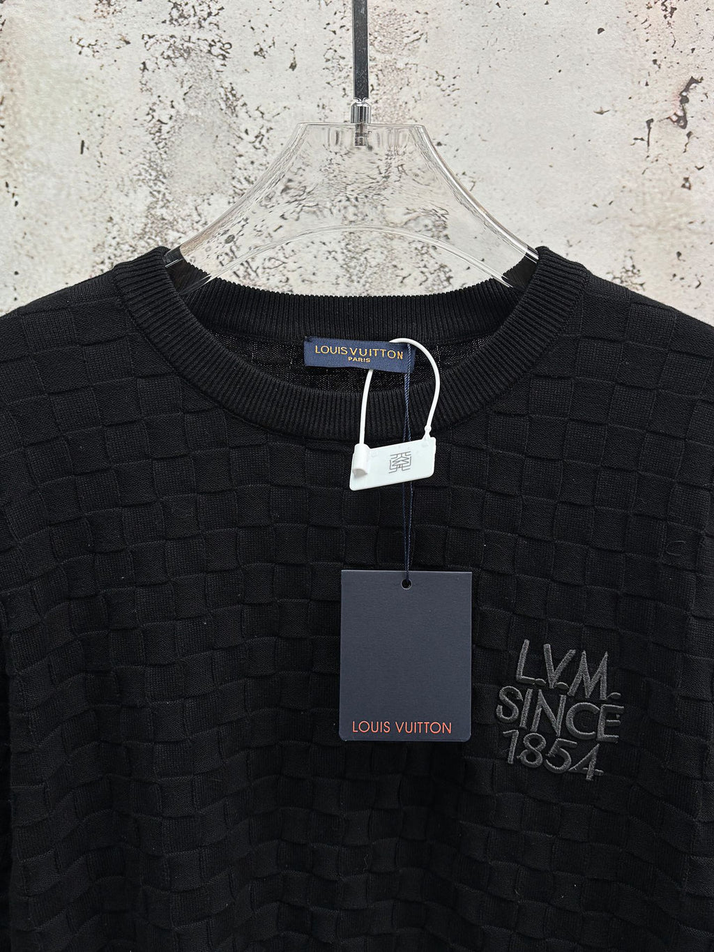 LV Black Jacquard Embroidered T-Shirt