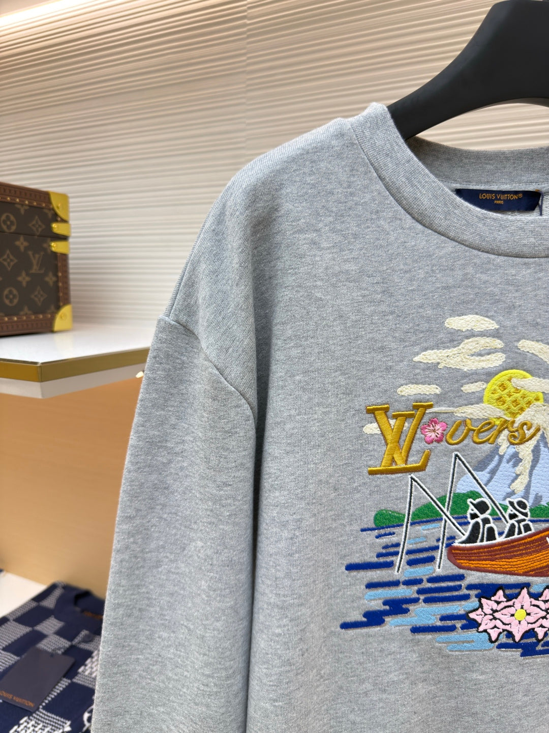 LV Fishing Embroidered Crew Neck Sweatshirt