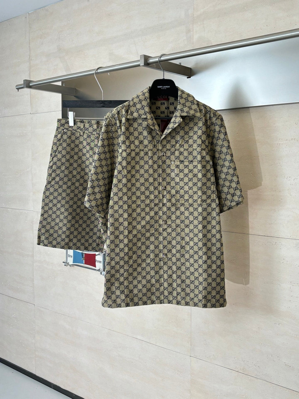 Gucci Double G All-over Jacquard Suit Short-Sleeve Shirt
