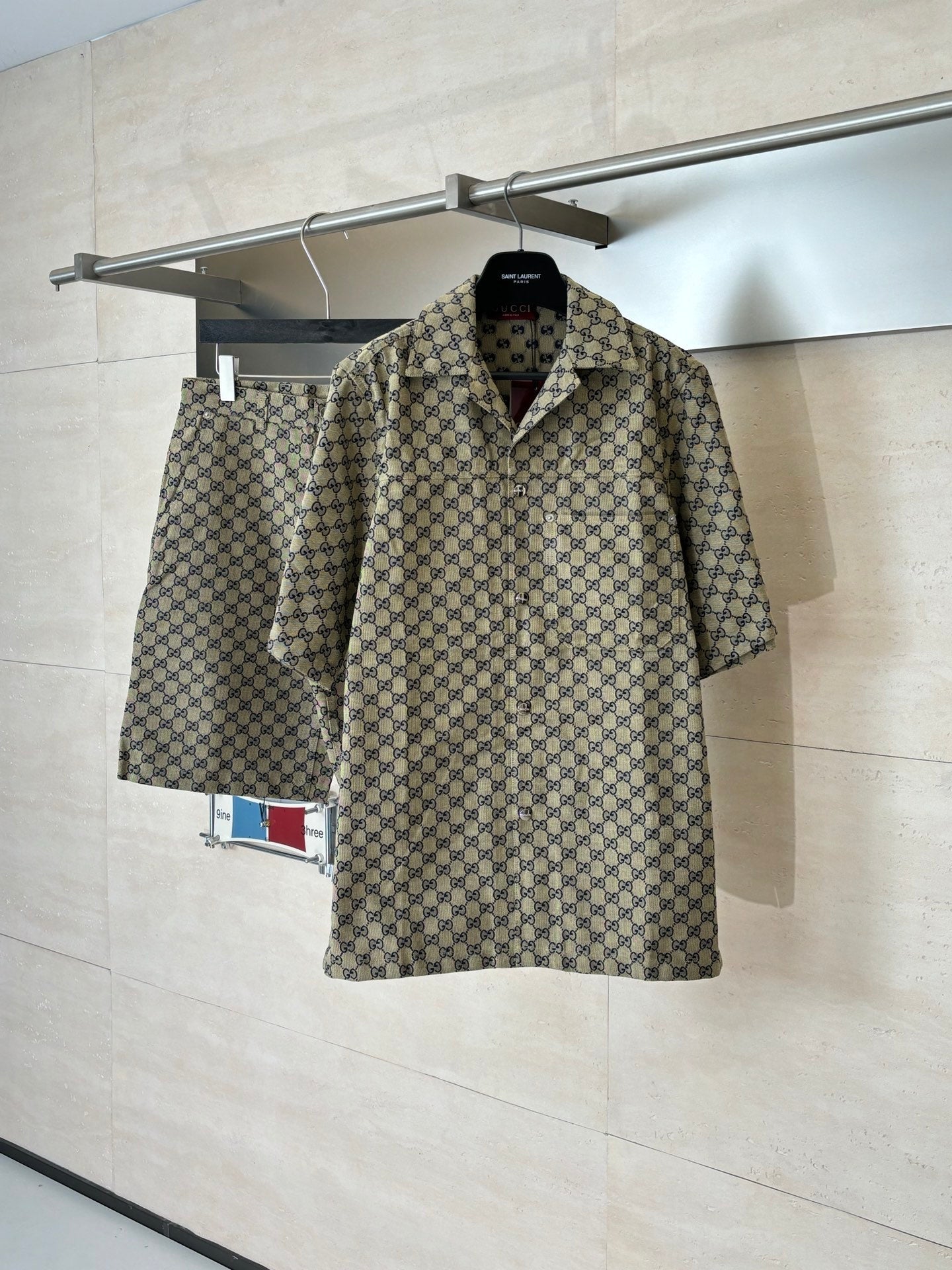 Gucci Double G All-over Jacquard Suit Short-Sleeve Shirt