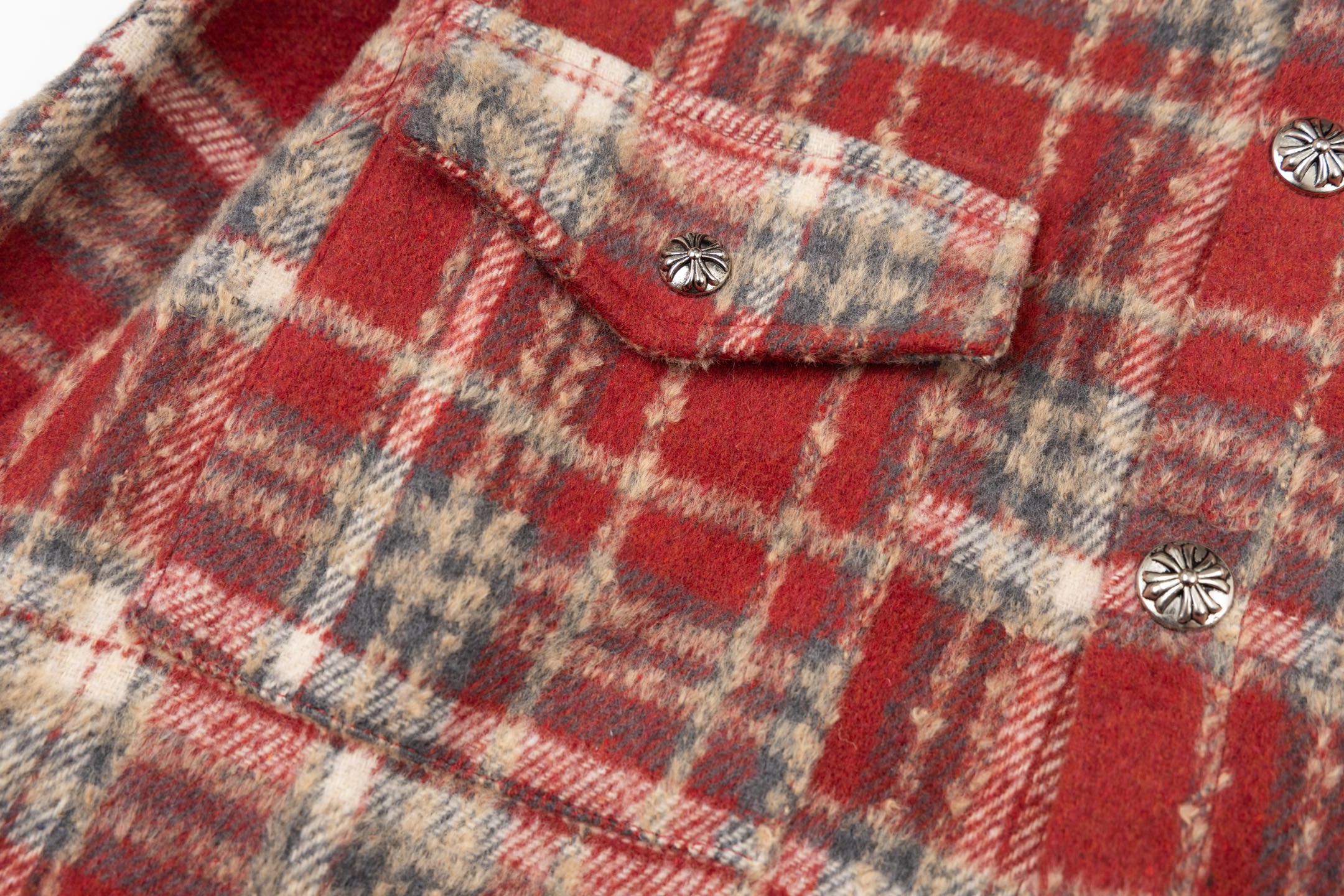 Chrome Heart leather label embroidered wool Shirt