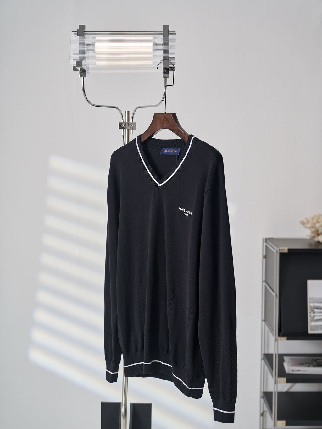 LV Embroidered Knit V-neck Sweater
