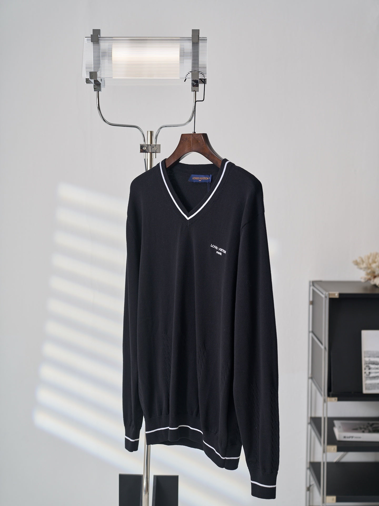 LV Embroidered Knit V-neck Sweater