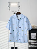 LV All-over Embroidered Striped Short-Sleeve Shirt